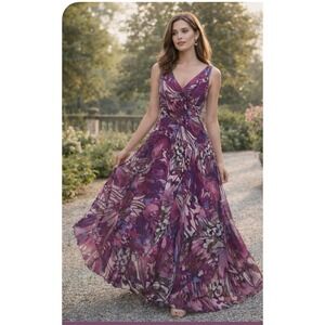 Y2K asymmetrical purple sheer‎ babydoll 6 forest fairy whimsy maxi dress ballet